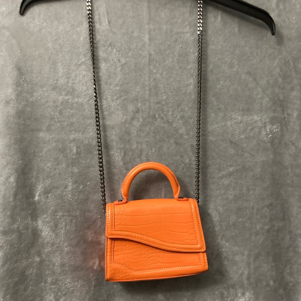 Zara Orange Croc-Embossed Mini Bag - Picture 2 of 11